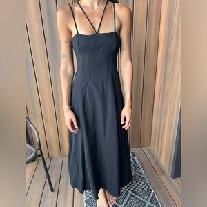 zara black strap maxi dress